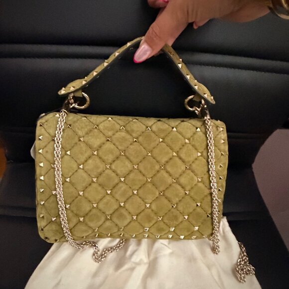 Valentino Green Suede Rockstud Bag - Picture 6 of 10